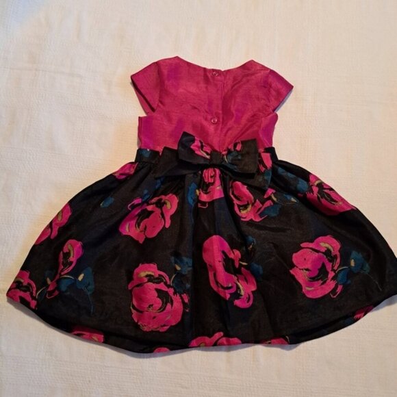 Gymboree girls size 2T black & pink floral party dress, EUC - Picture 2 of 6